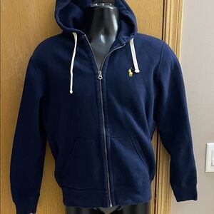 Polo by Ralph Lauren Navy Zip-Up Hoodie with Yellow Pony
